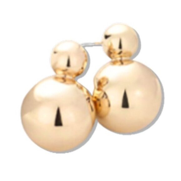 Jewelry - Gold Double Metal BallEarrings New without tags